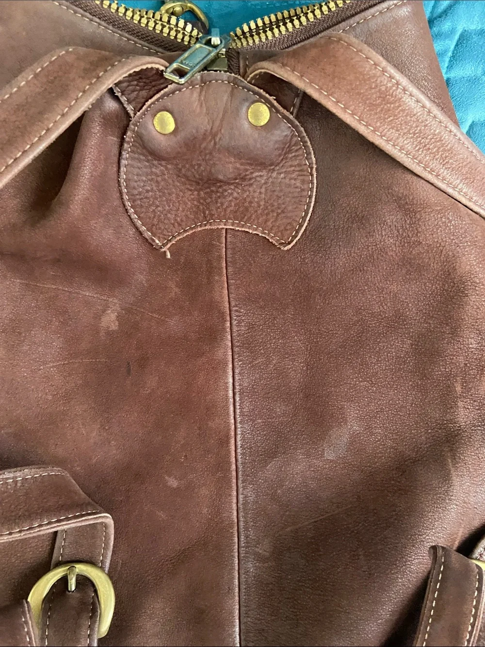 Brown Suede Leather Backpack